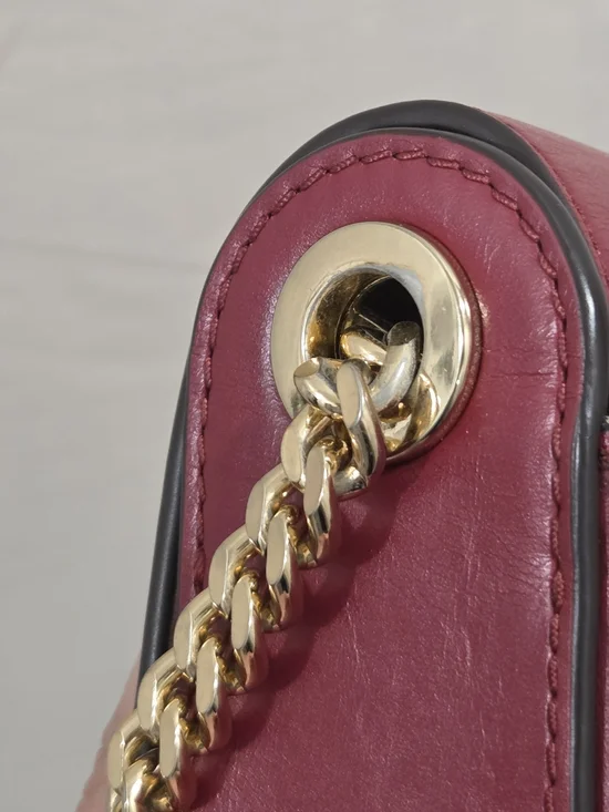 Michael Kors Red Leather Crossbody Phone Pouch with Gold Chain - Picture 9 of 11